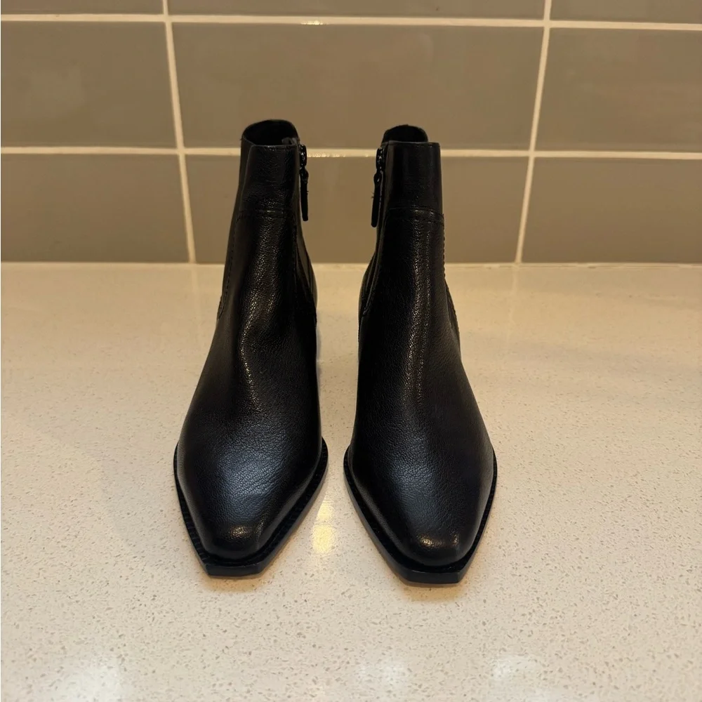 NEW Cole Haan Black Leather Ankle Booties – Women’s Classic Heeled Fashion Boots - Picture 5 of 8